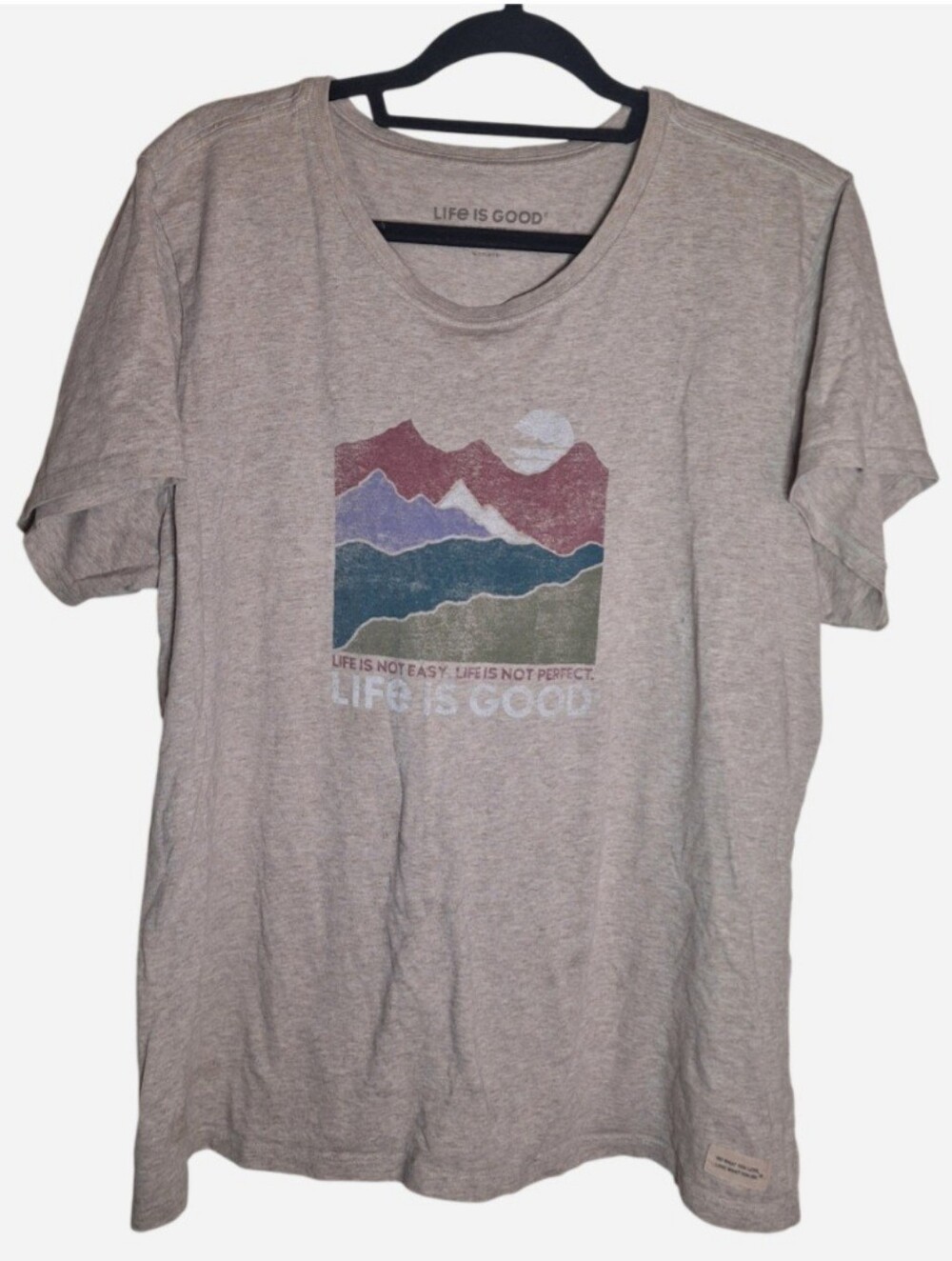 Life is Good Crusher Tee Beige Oatmeal Sun Graphic T Shirt Womens XXL